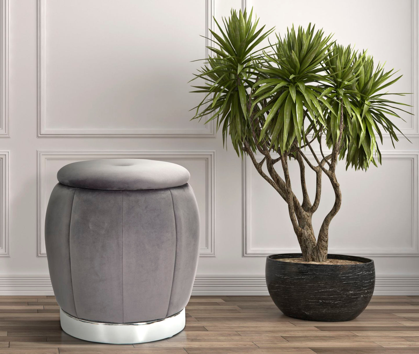 PUFF/CONTENITORE PARIS GRIGIO/ARGENT CM ? 43X43