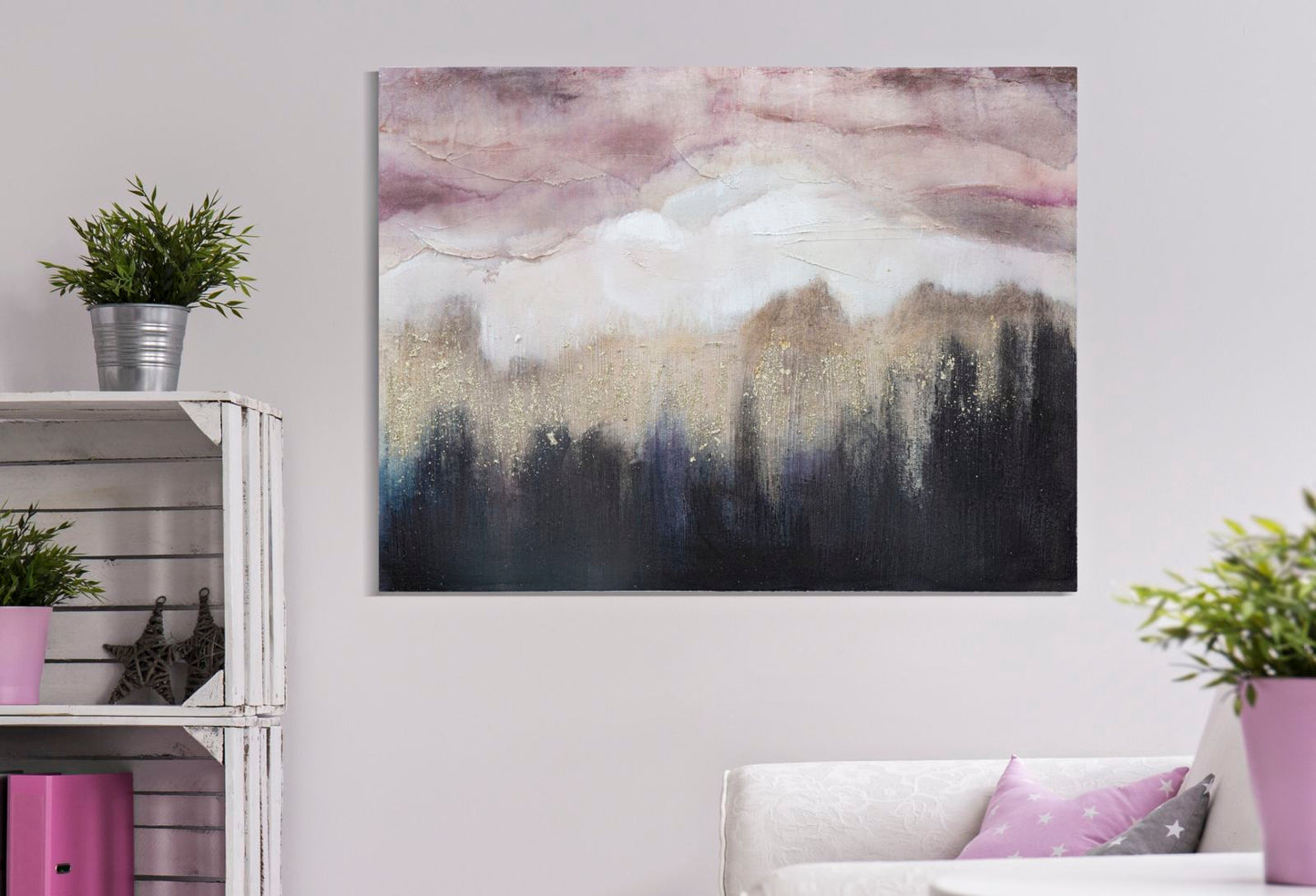 DIPINTO SU TELA ROSE MONTAGNE CM 80X2,7X60