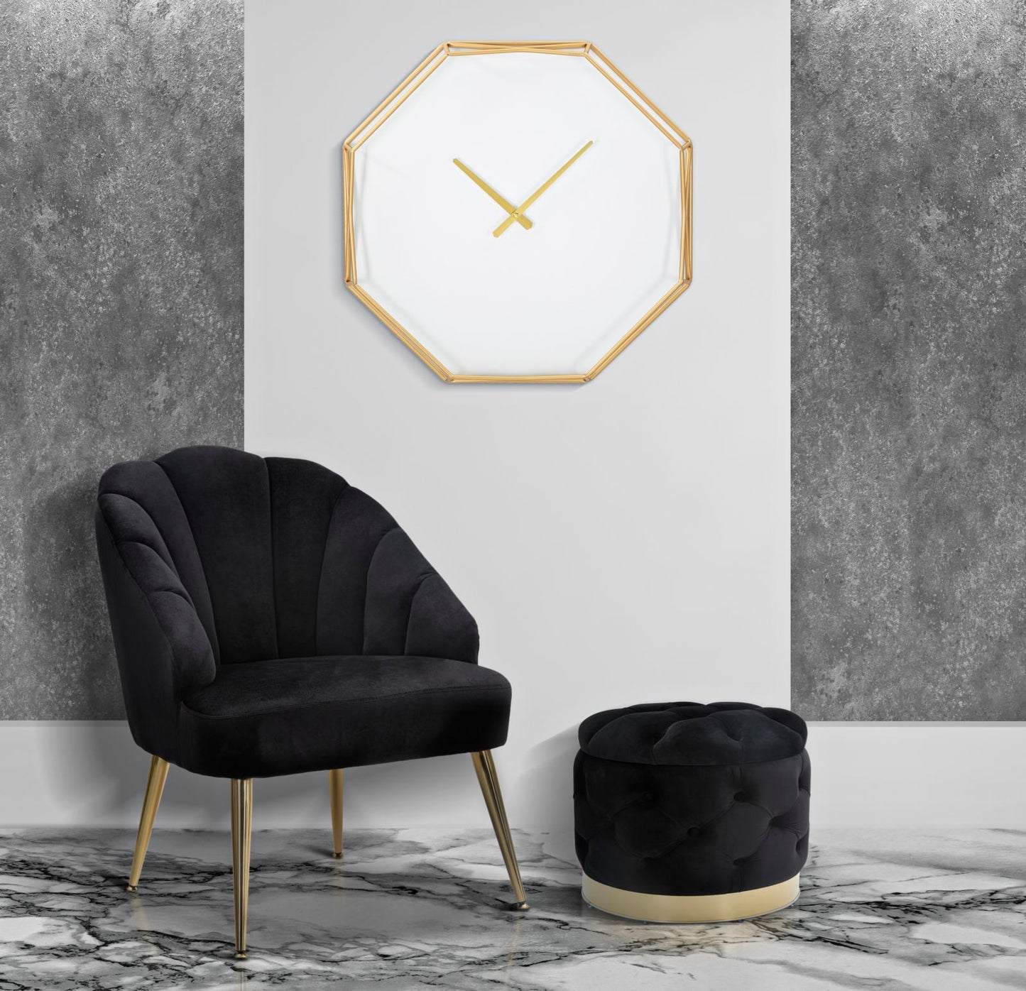 OROLOGIO DA MURO DOR¨¦ OCTOGONAL CM 56X6,5X56