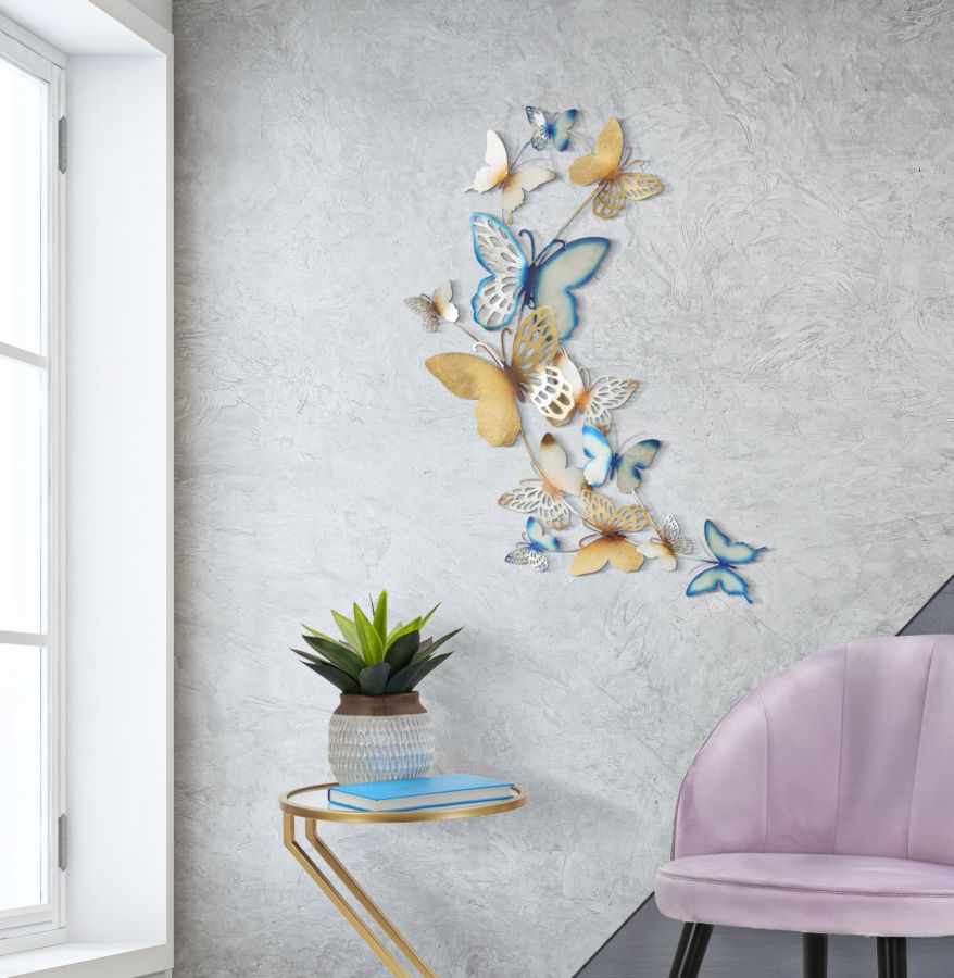 PANNELLO DA MURO PAPILLONS ORO/CELESTE C CM 59,5X4X111,5