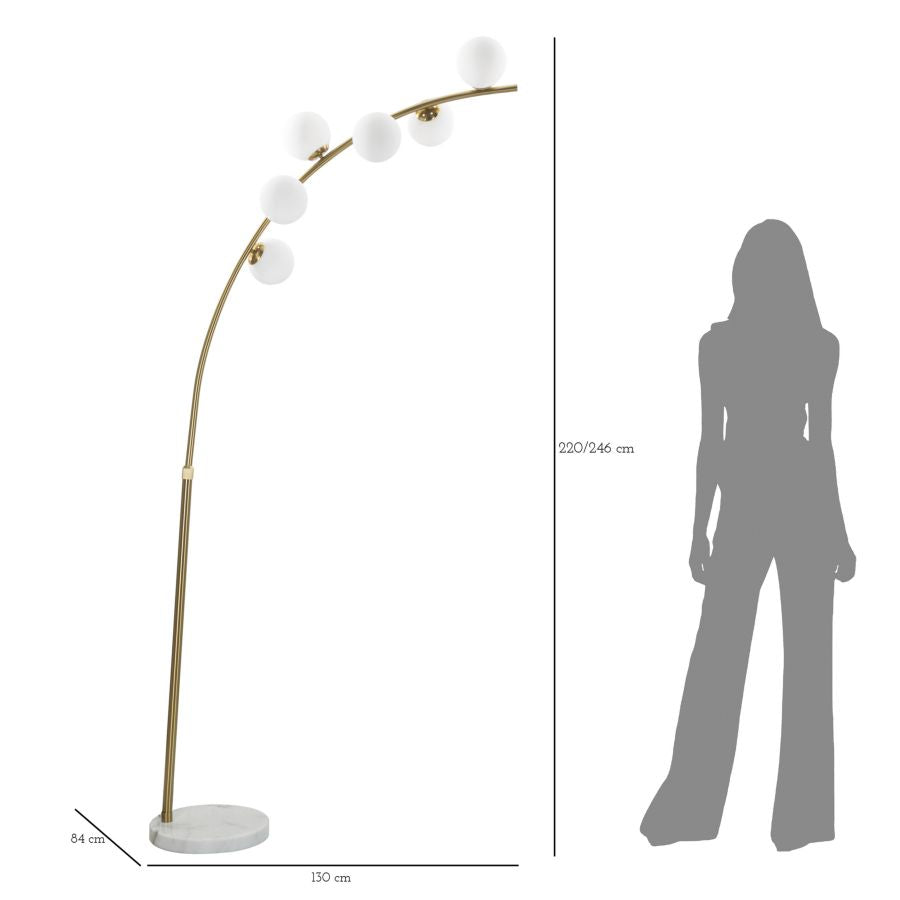 LAMPADA DA TERRA GLAMY ARC 6 LUCI CM 130X45X220-246