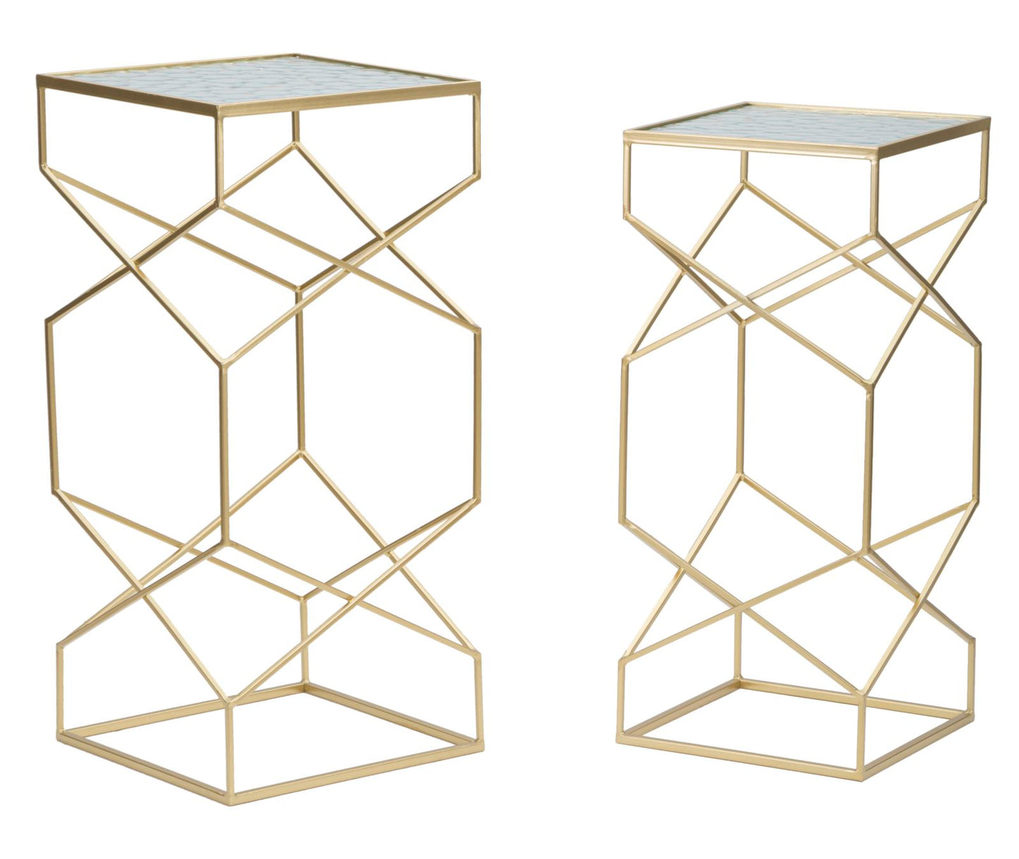 TAVOLINETTI VERRE COPPIA CM 31,5X31,5X68-28X28X64