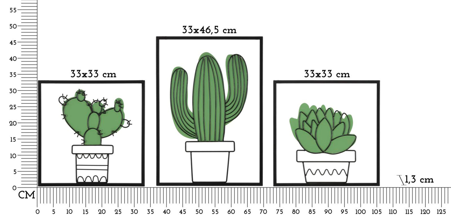 PANNELLO DA MURO CACTUS SET 3PZ 33X1,3X46,5-33X1,3X33