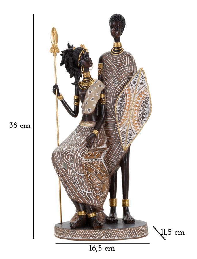 FAMILLE TRIBALE MASAI CM 16,5X11,5X38