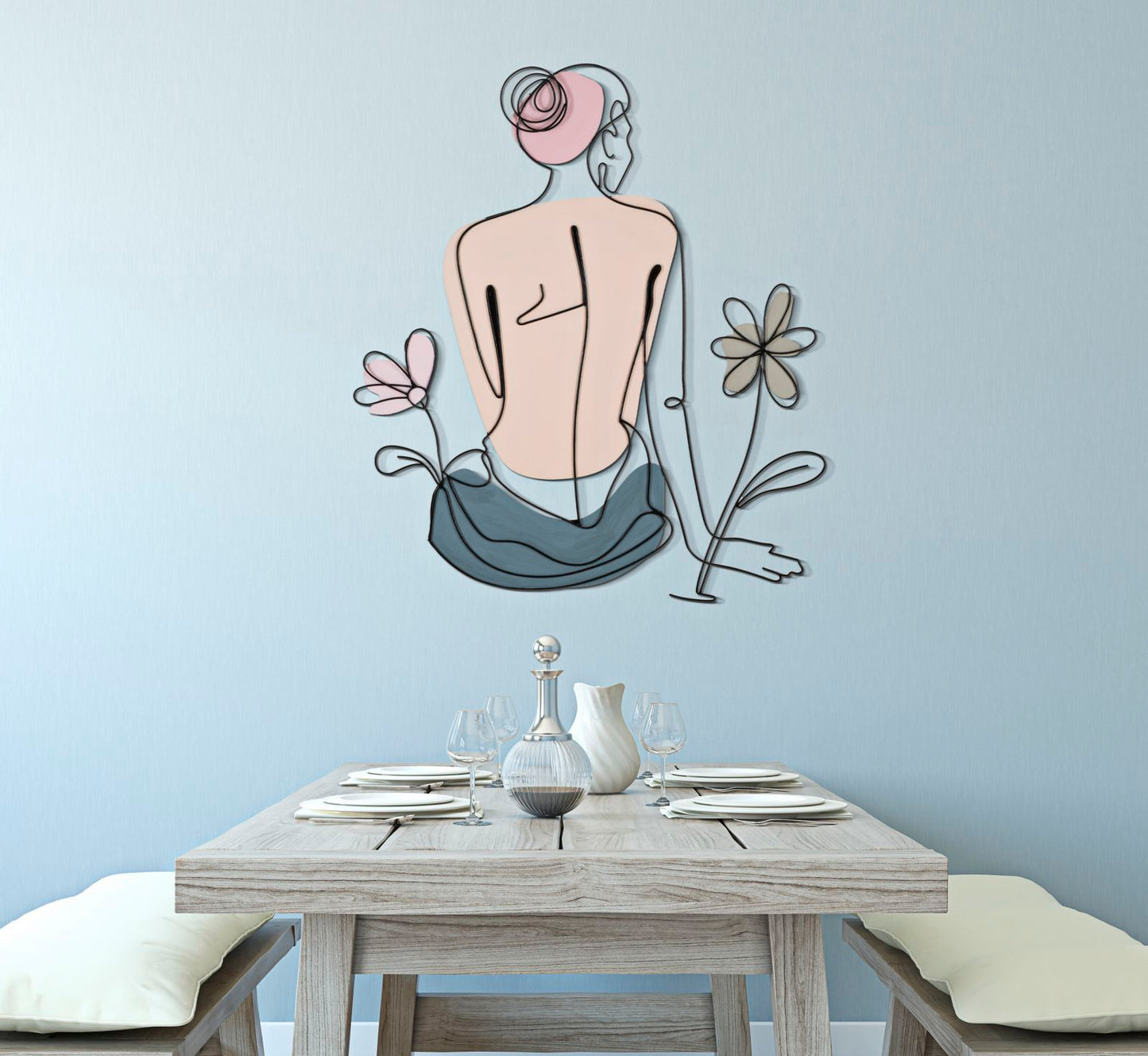 PANNELLO DA MURO DAME AVEC FLEUR CM 80X1,3X90