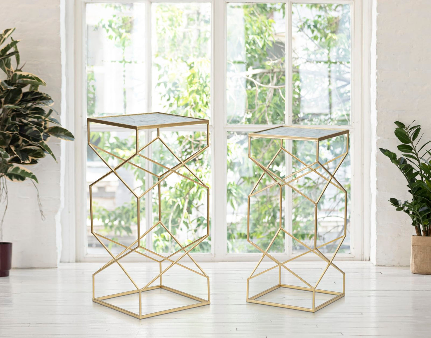 TAVOLINETTI VERRE COPPIA CM 31,5X31,5X68-28X28X64