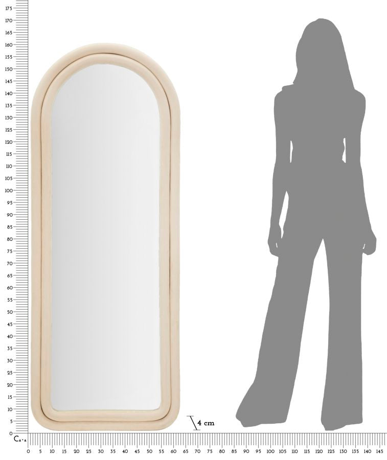 SPECCHIO DA MURO CLOE VELLUTO CREMA CM 60X4X160