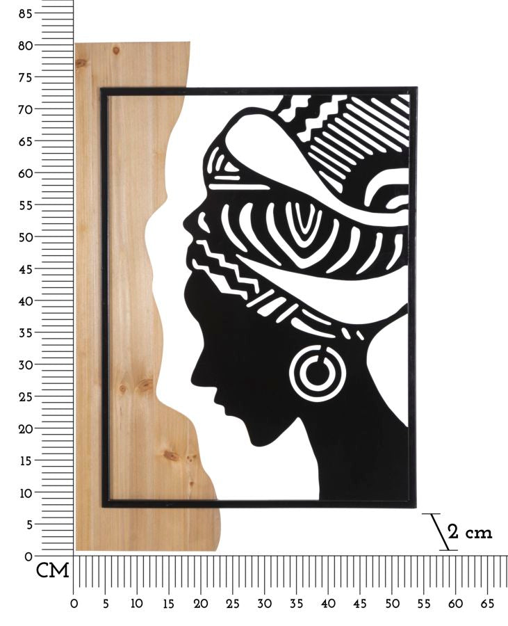 PANNELLO DA MURO TRIBAL FERRO E BOIS CM 53X2X80
