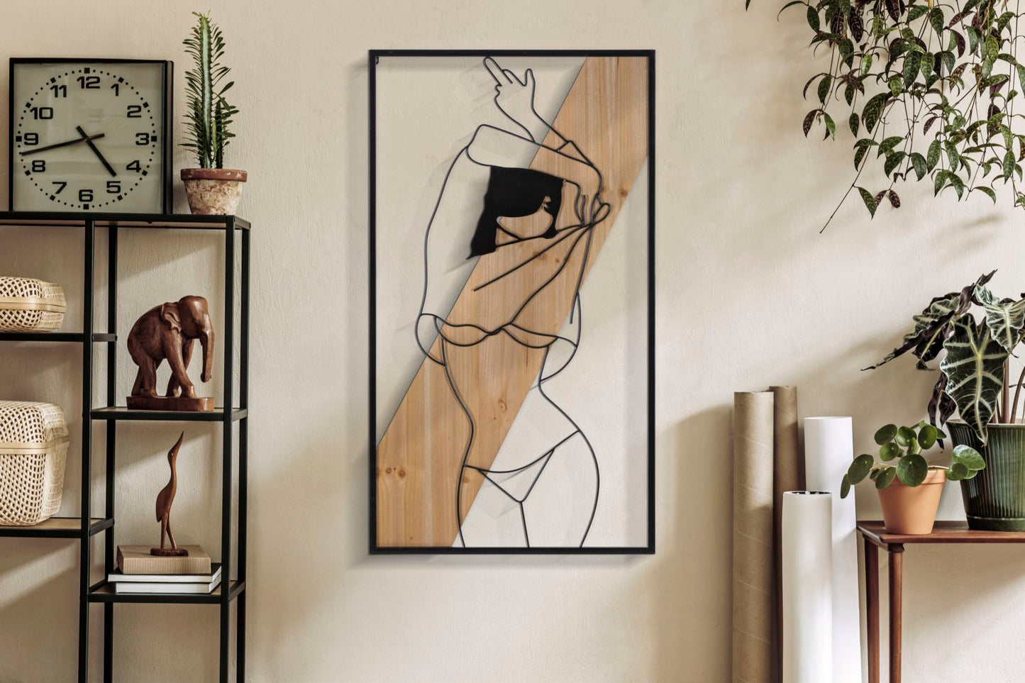 PANNELLO DA MURO BANDE -A- FERRO E BOIS CM 50X2X90