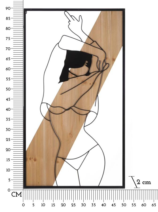 PANNELLO DA MURO BANDE -A- FERRO E BOIS CM 50X2X90