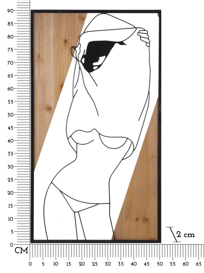 PANNELLO DA MURO BANDE -B- FERRO E BOIS CM 50X2X90