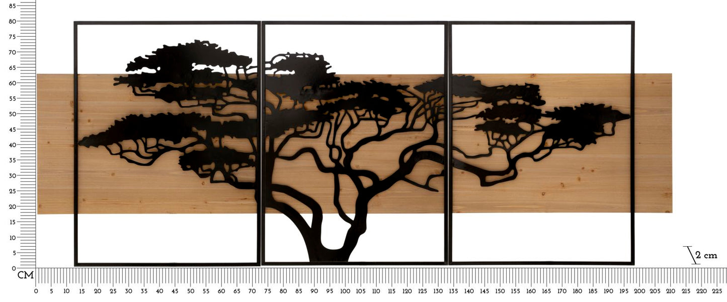 PANNELLO DA MURO LAGOS FERRO E ENSEMBLE BOIS 3PZ CM 204X2X80 (72X2X80-60X2X80)
