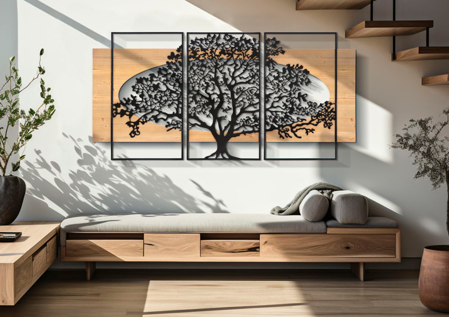 PANNELLO DA MURO ARBRE FERRO E BOIS SET 3PZ CM 176X2X90 (63X2X90-50X2X90)