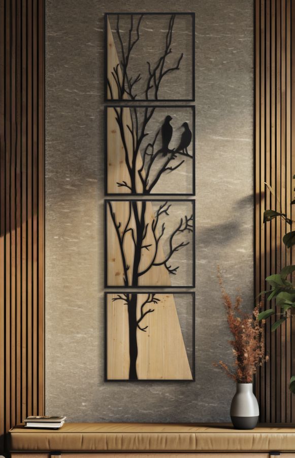 PANNELLO DA MURO OISEAU FERRO E ENSEMBLE BOIS 4PZ 50X2X200 (50X2X50)
