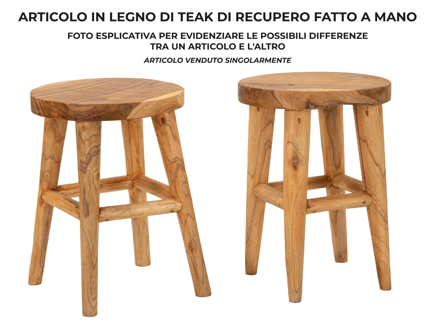 SGABELLO BULAT EN TECK RICICLATO CM ? 40X55 (PEZZI UNICI - NON RIP. EN S¨¦RIE)