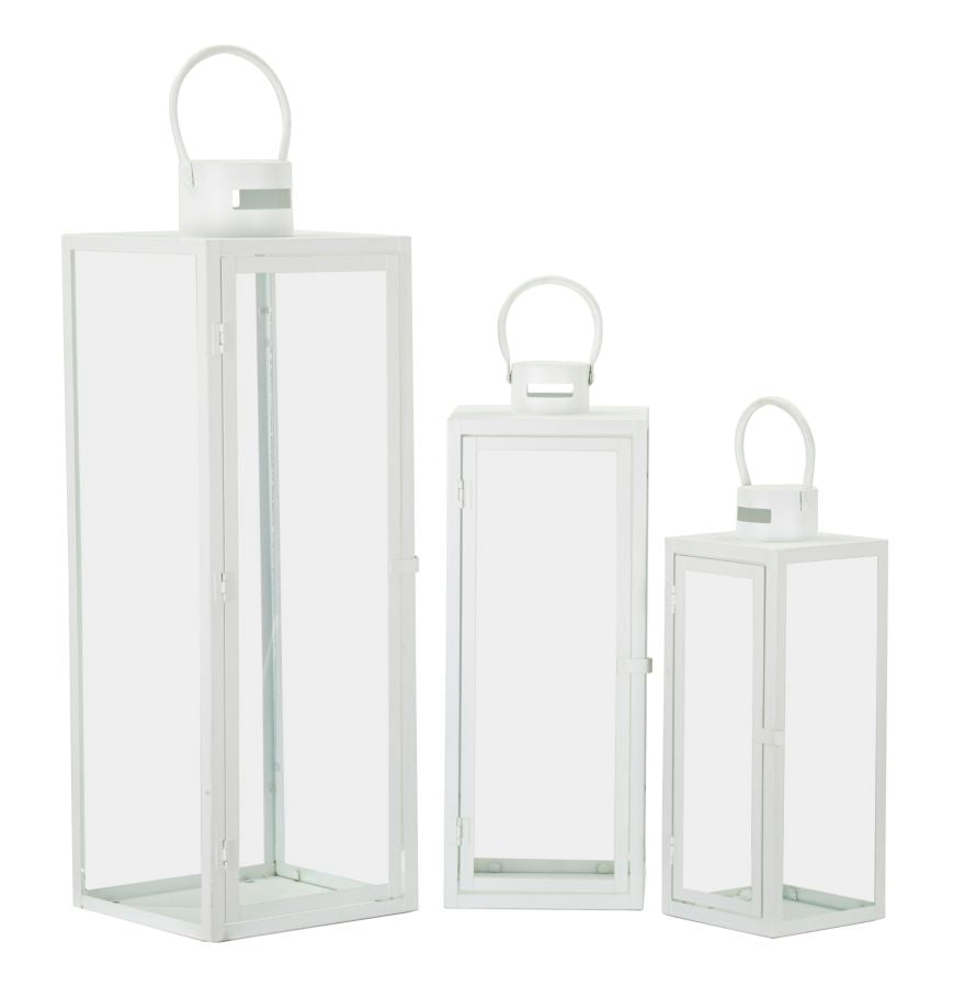 LANTERNE BLANC JEU 3 PZ CM 22X22X66-18X18X49,5-14X14X39
