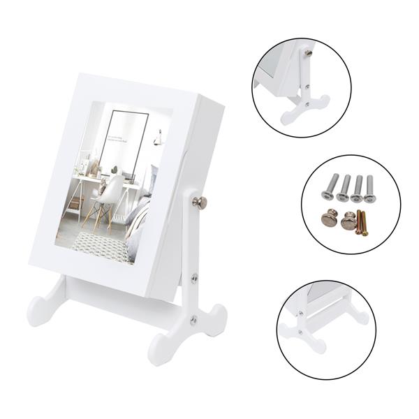 Giantex Petite Armoire ¨¤ Bijoux Miroir Organisateur Armoire de Rangement Bo?te de Comptoir avec Support (Blanc)