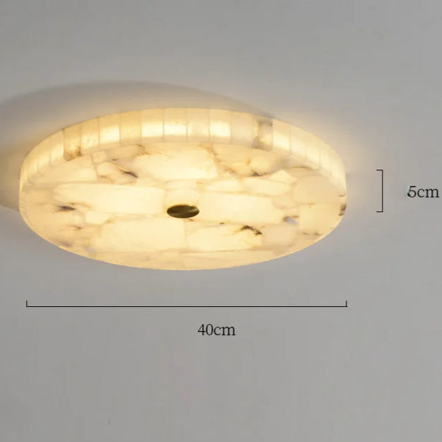 Plafonnier LED en Marbre Blanc au Design Moderne, Luminaire D¨¦coratif de Plafond, Id¨¦al pour un Salon, 40cm
