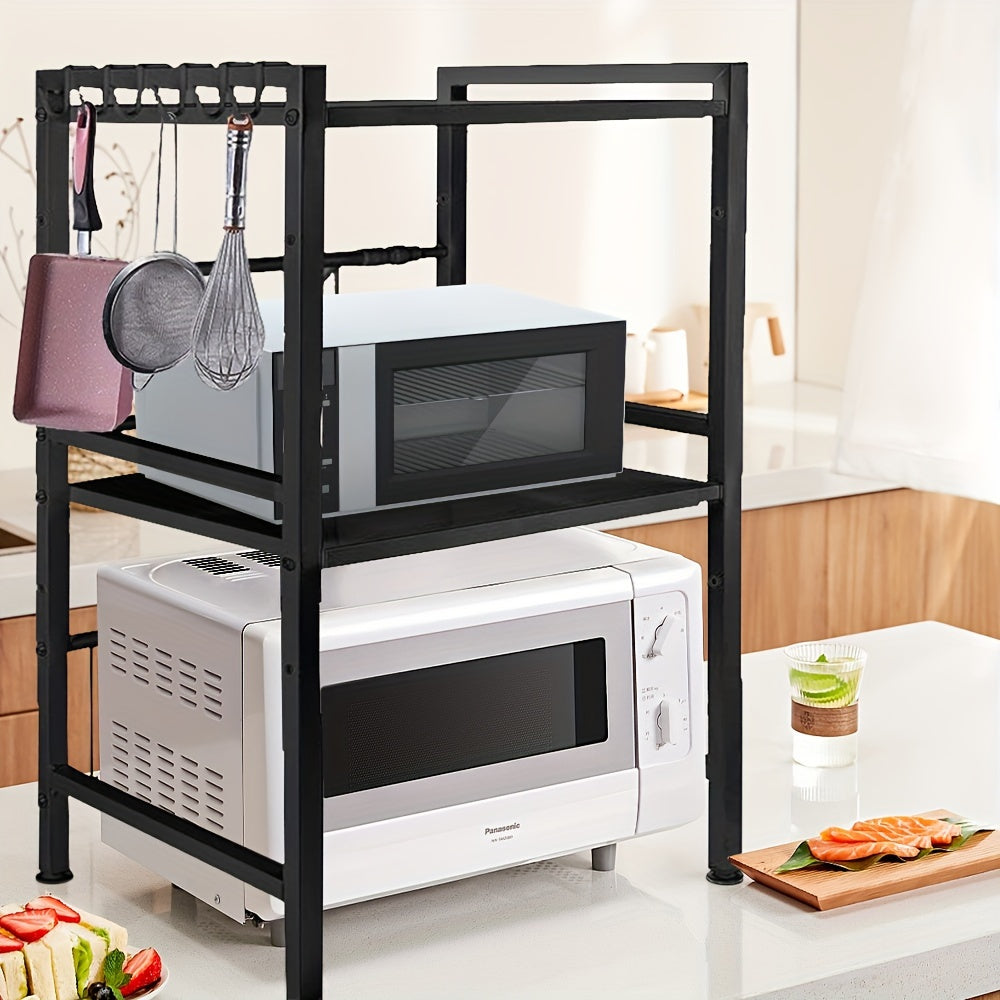 ¨¦tag¨¨re de rangement de cuisine, ¨¦tag¨¨re ¨¤ micro-ondes extensible, ¨¦tag¨¨re ¨¤ ¨¦pices avec crochets, gain de place, convient ¨¤ la cuisine, au placard, au garage et ¨¤ d'autres espaces de rangement