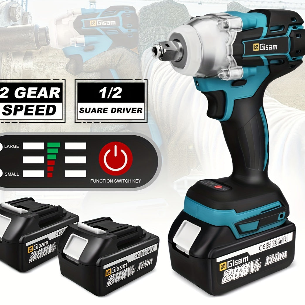 Cl¨¦ ¨¤ chocs ¨¦lectrique sans fil 21 V, Ensemble de 2 batteries + 1 chargeur, jeu de cl¨¦s ¨¤ chocs ¨¦lectriques sans fil, cl¨¦ ¨¤ chocs ¨¦lectrique 1/2 pouce, moteur sans balais 4815, cl¨¦ ¨¤ chocs ¨¦lectrique ¨¤ arbre creux ¨¤ 2 t¨ºtes