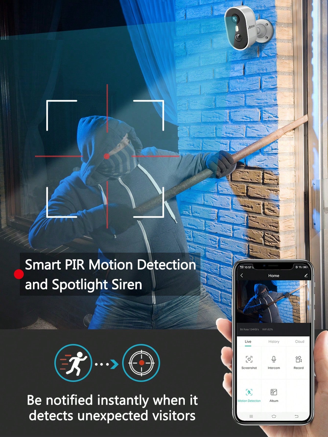 Cam¨¦ra Surveillance WiFi sans Fil Batterie, Audio Bidirectionnel, Vision Nocturne Color¨¦e, Sir¨¨ne Alarme, Mouvement PIR, Compatible Alexa, HD 3MP IP Camera Ext¨¦rieure/Int¨¦rieure