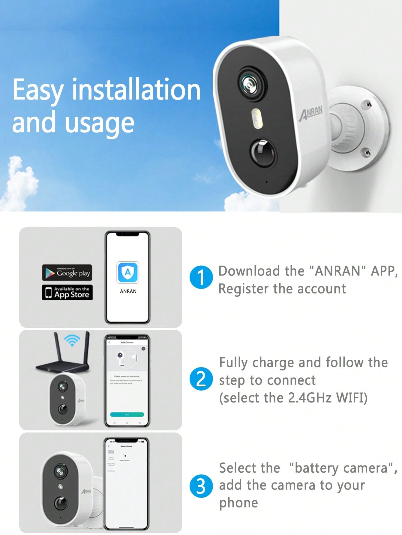 Cam¨¦ra Surveillance WiFi sans Fil Batterie, Audio Bidirectionnel, Vision Nocturne Color¨¦e, Sir¨¨ne Alarme, Mouvement PIR, Compatible Alexa, HD 3MP IP Camera Ext¨¦rieure/Int¨¦rieure