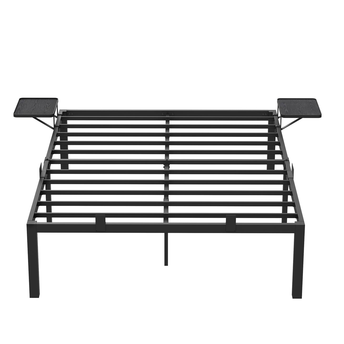 Lit Simple, Lit 1 Personne/Lit Double, Lit 2 Personnes, Cadre de Lit en M¨¦tal avec ¨¦tag¨¨res de Rangement, Lit Adolescent, Adapt¨¦ pour Matelas 160 x 200 cm, Montage Facile, Noir Classique