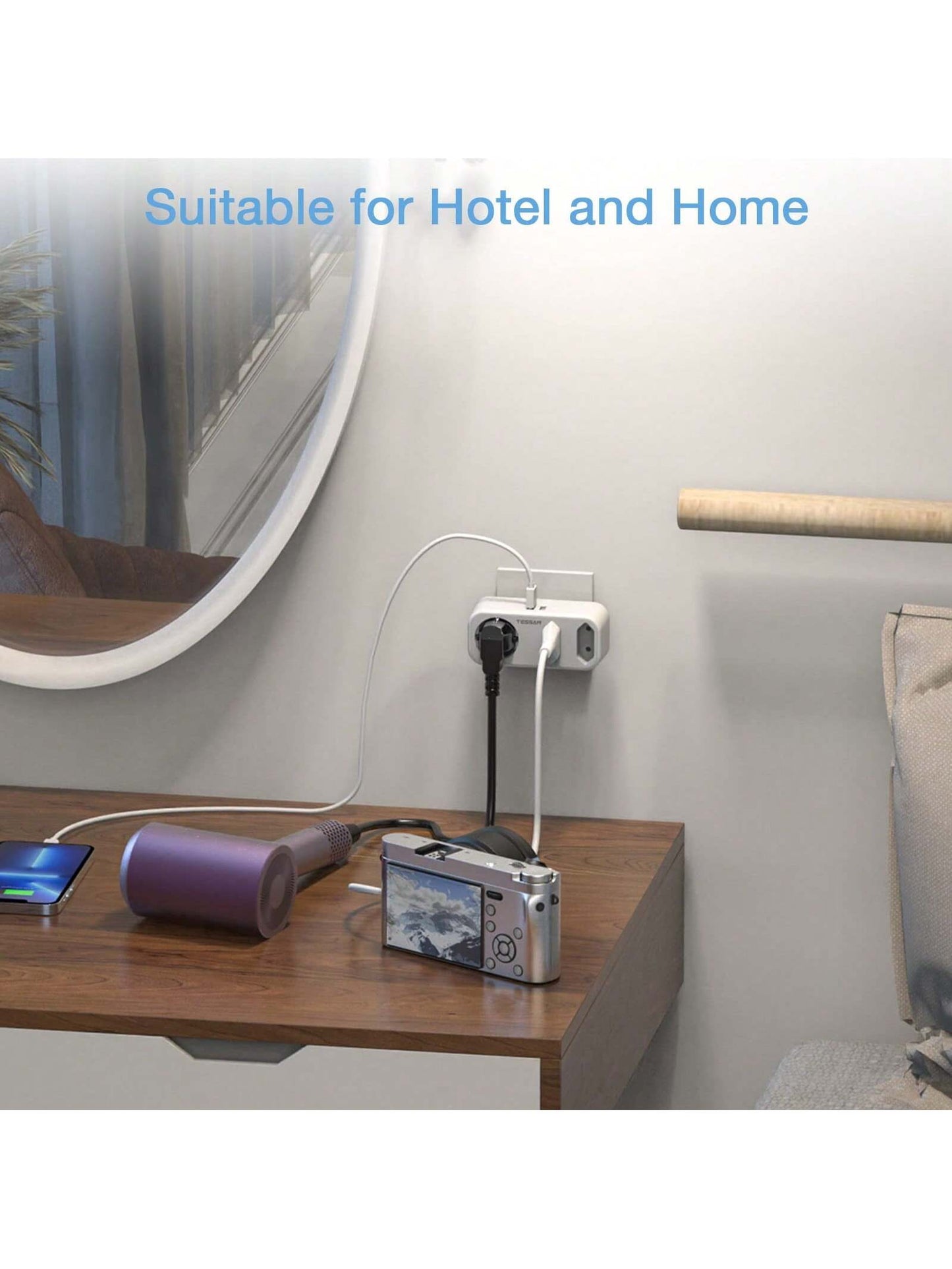 5 en 1 Adaptateur Prise UK Prise Anglaise Adaptateur Francais, Adaptateur UK avec 3 Prises et 2 USB, Adaptateur Prise France vers UK pour Irlande Dubai Maldives, Prise UK, Type G