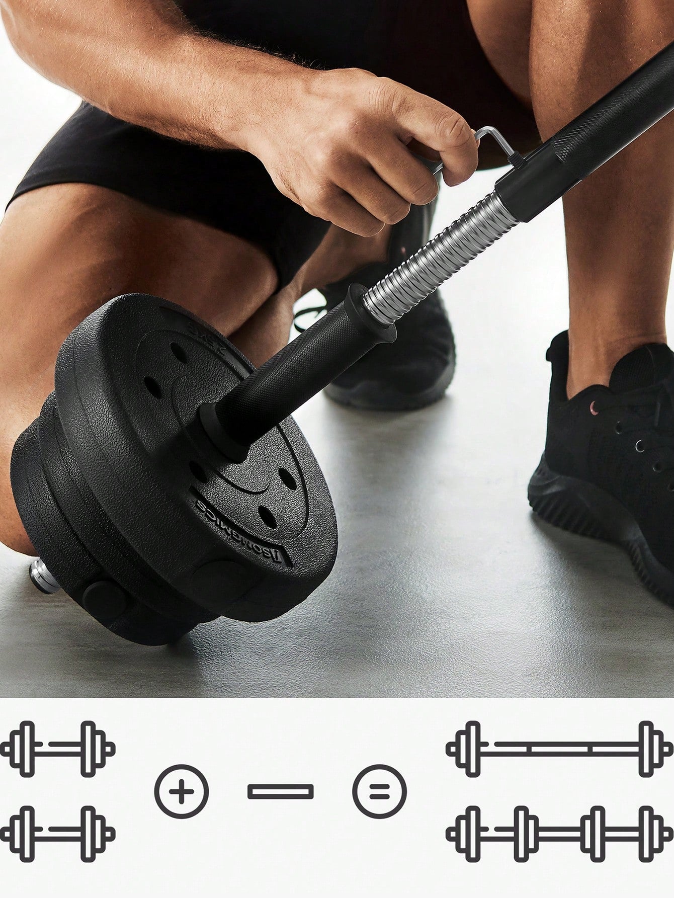 Lot 2 Halt¨¨res Musculation Poids Ajustable 10 kg, 20 kg, avec Barre d'Extension suppl¨¦mentaire 12 disques SYL20HBK