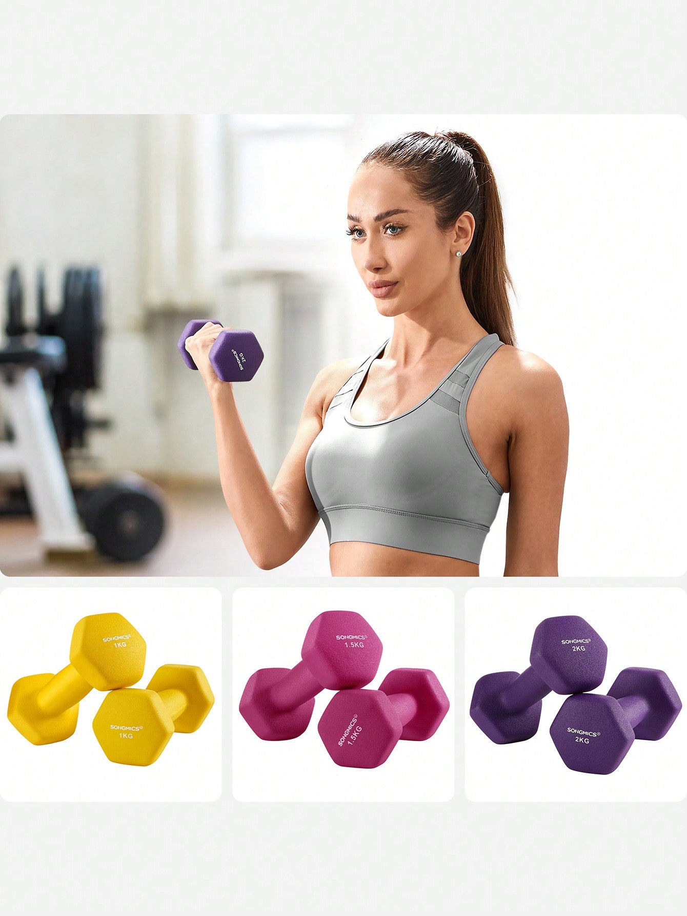 Set halt¨¨re - 3 Paires - 2 x 1 kg, 2 x 1,5 kg, 2 x 2 kg - Rev¨ºtement en n¨¦opr¨¨ne antiglisse