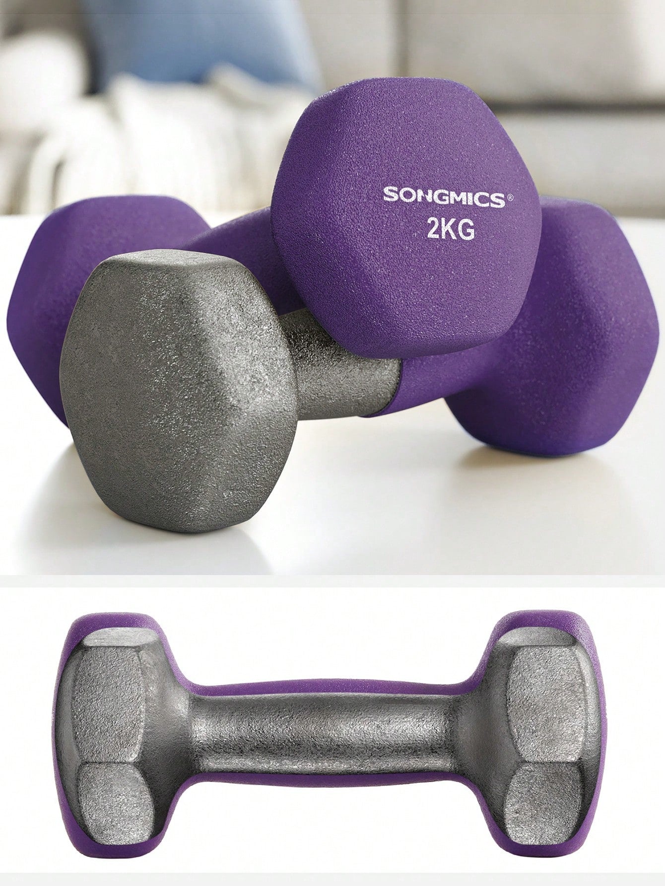 Set halt¨¨re - 3 Paires - 2 x 1 kg, 2 x 1,5 kg, 2 x 2 kg - Rev¨ºtement en n¨¦opr¨¨ne antiglisse