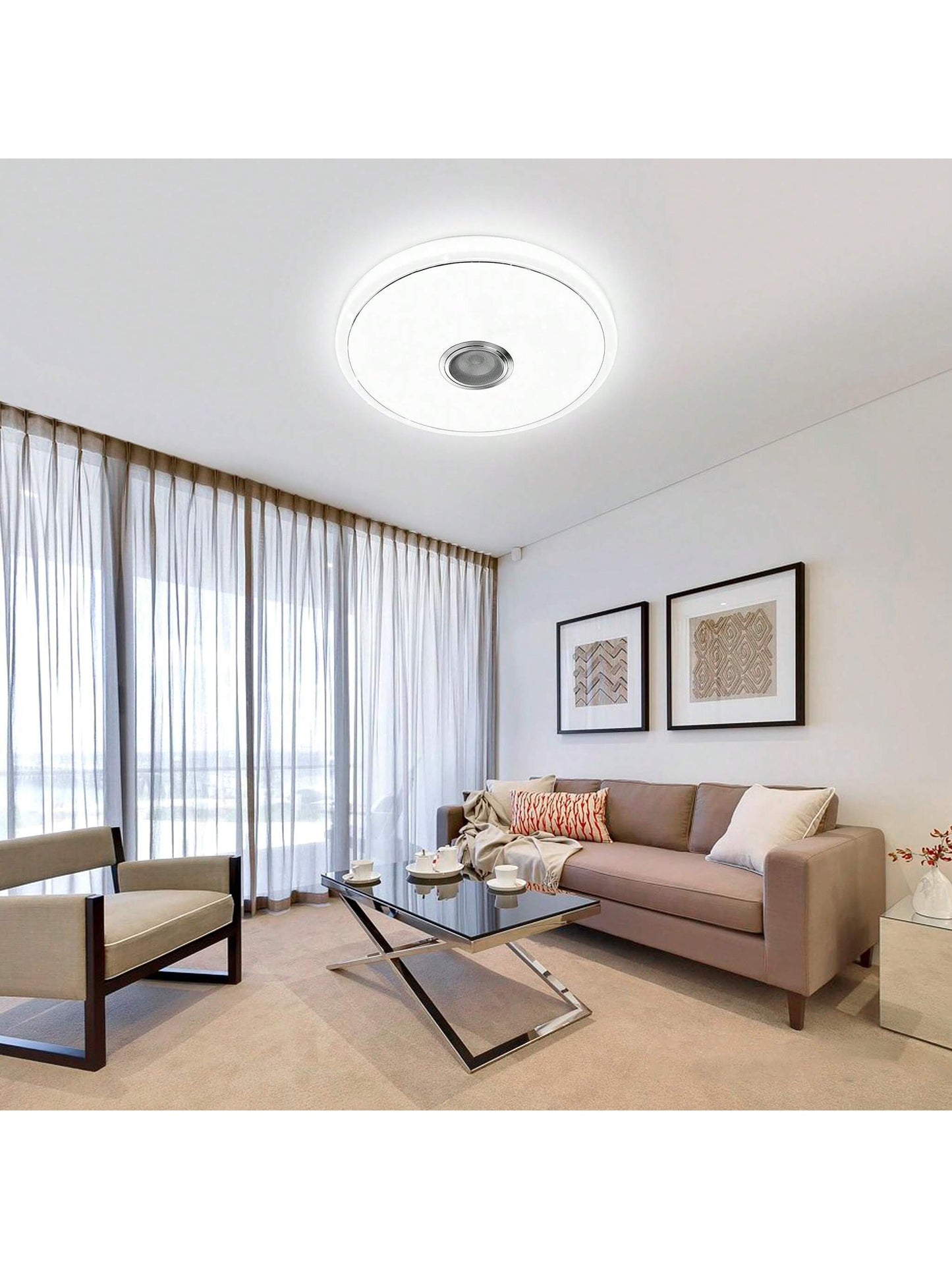 Plafonnier LED ¨¤ intensit¨¦ variable, 36 W/48 W, plafonnier RVB avec t¨¦l¨¦commande haut-parleur Bluetooth et contr?le APP, lecture de musique pour chambre d'enfant, chambre, salon