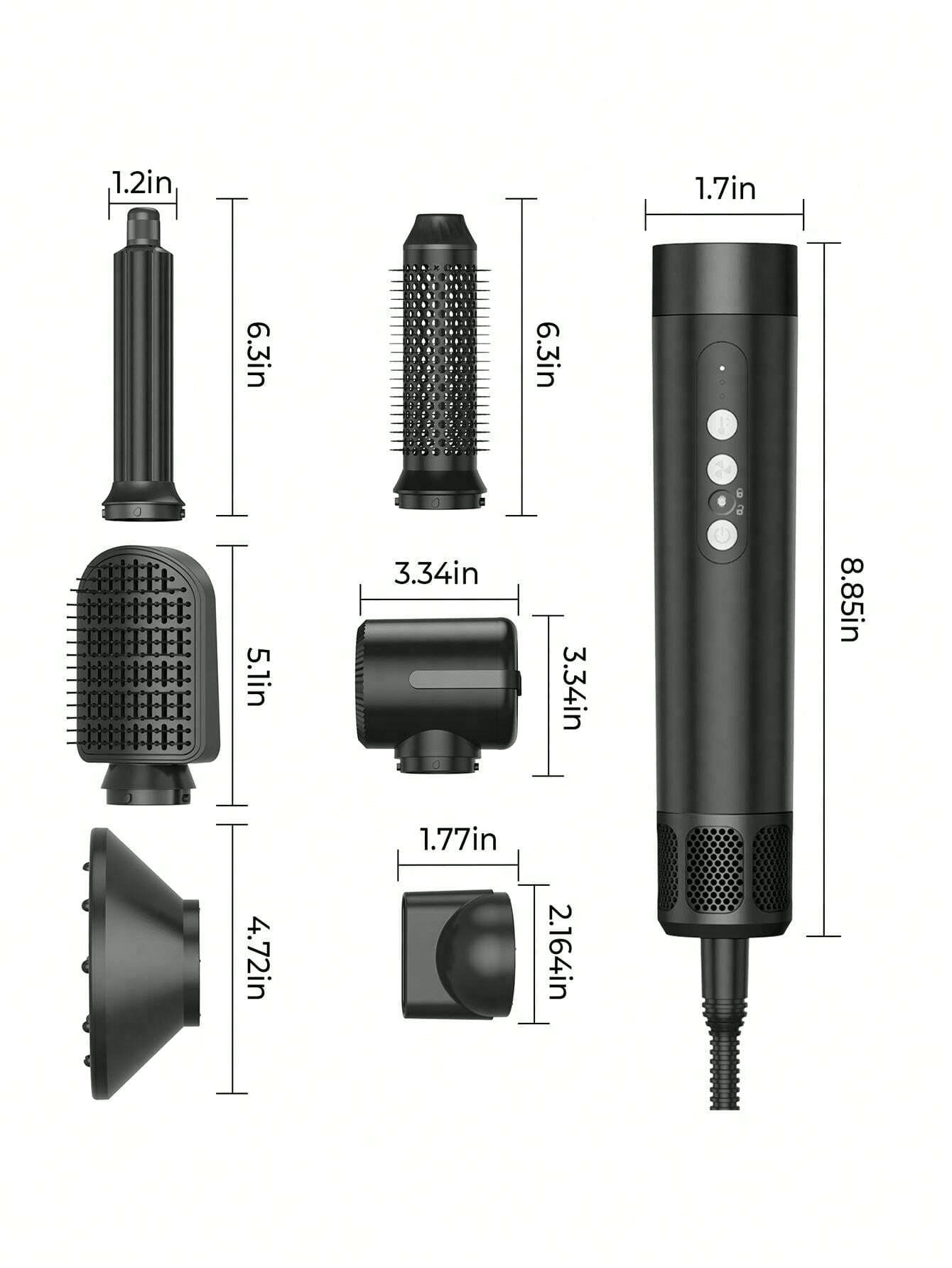 Lisseur et fer ¨¤ friser multifonctionnel 7 en 1, brosse de coiffure ¨¤ air chaud ionique ¨¤ grande vitesse, outil de coiffure pour vagues de plage