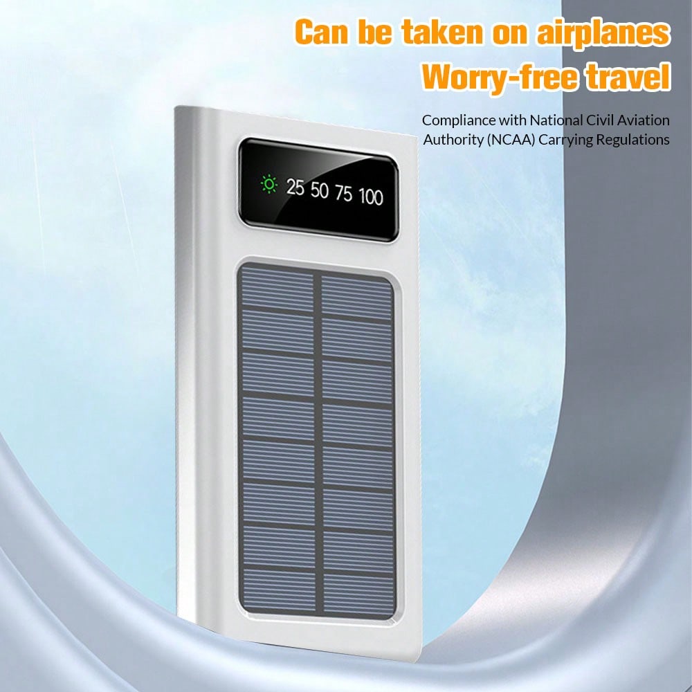 Chargeur solaire portable 10000mAh/20000mAh, banque d'¨¦nergie solaire avec 4 cables, entr¨¦e/sortie USB-C, pour la randonn¨¦e et le camping, banque d'¨¦nergie portable de grande taille pour les t¨¦l¨¦phones intelligents et les appareils ¨¦lectroniques