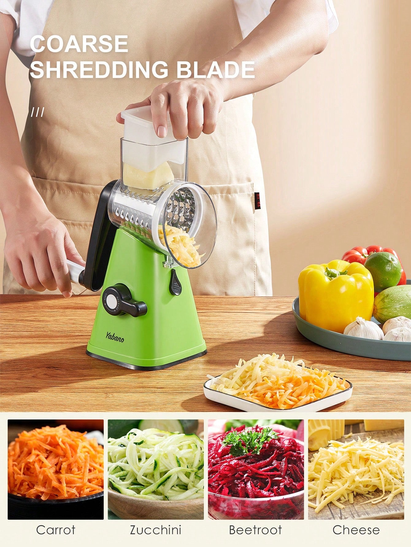 Hachoir & rape ¨¦lectrique, Trancheuse Robot, Coupe Legumes Multifonctions avec 3 Lames de Tambour D¨¦tachables, coupe legume pour Pommes de Terre, Forte Aspiration, Carottes, Fromage, Noix, etc