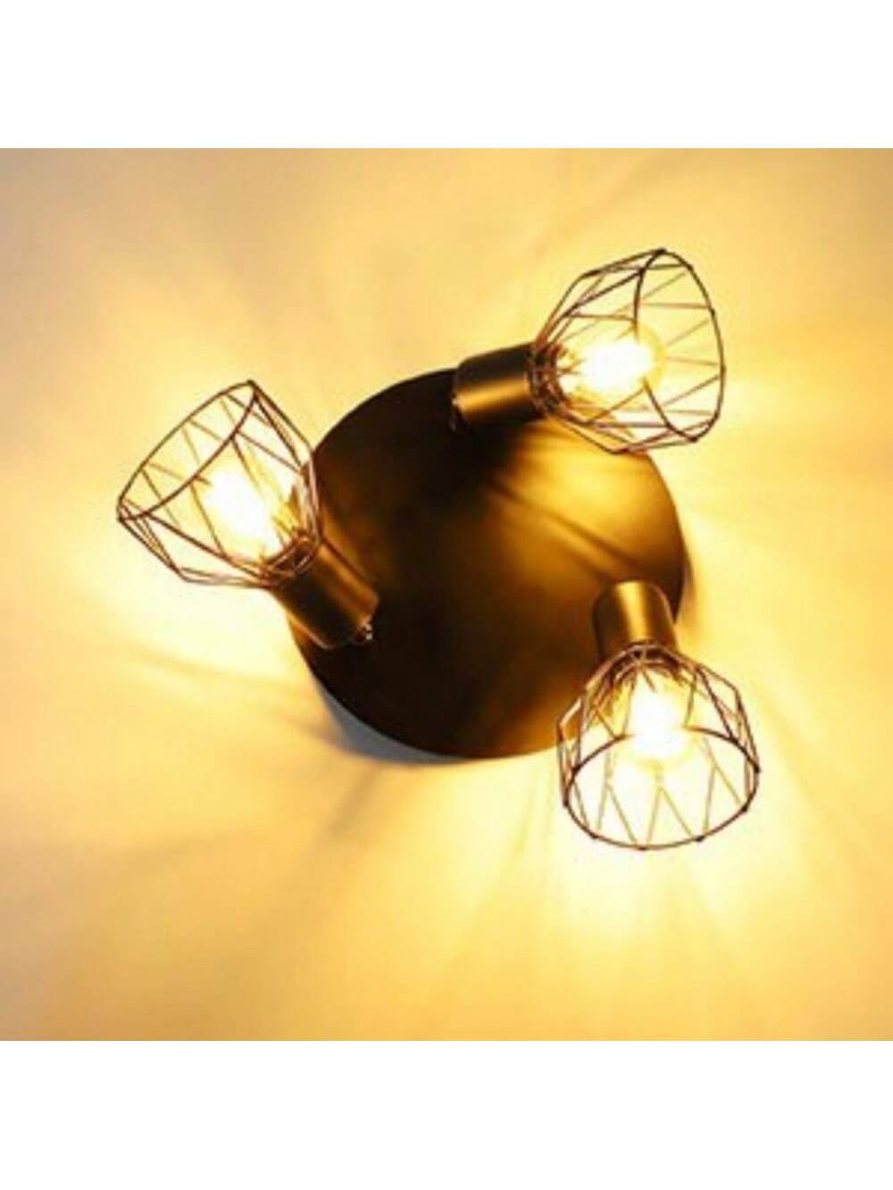 Projecteur de plafond orientable 350¡ã, plafonnier E14 ¨¤ 3 flammes noir, spot mural, lampe de plafond ¨¤ spots LED, spot mural LED pour cuisine, salon, chambre ¨¤ coucher, sans ampoule E14