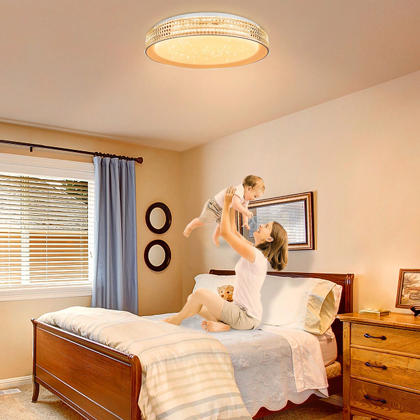 Plafonnier LED ¨¤ intensit¨¦ variable 60 W RVB ¨¤ changement de couleur avec t¨¦l¨¦commande, ¨¦clairage de plafond ciel ¨¦toil¨¦ pour salle de bain, couloir, chambre, salon. Blanc/Gris