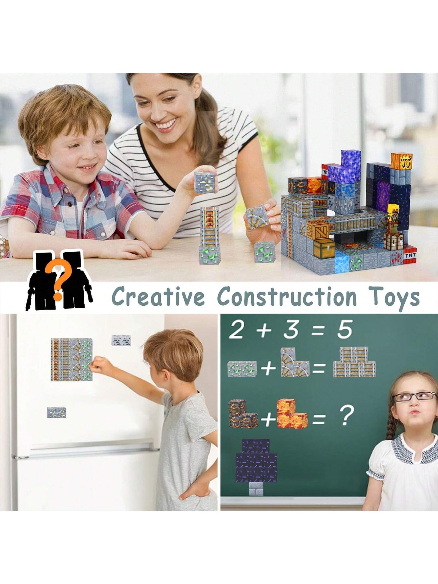Blocs de Construction Magn¨¦tiques, 100 Pi¨¨ces Jouet Montessori, Construction Jouets Educatifs Jeux Cadeaux pour Enfants ¨¤ Partir de 4 5 6 7+ Ans