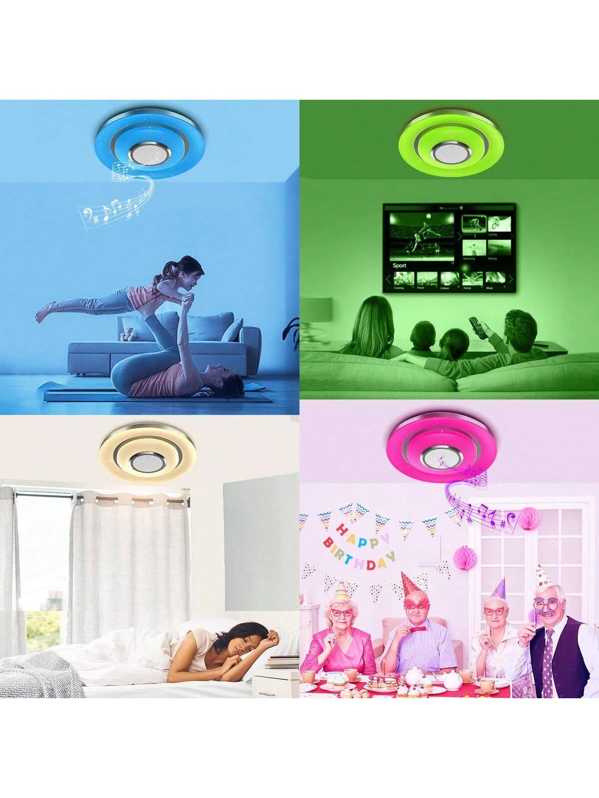 Plafonnier LED Plafonnier LED avec haut-parleur Bluetooth, RVB, t¨¦l¨¦commande, 36W