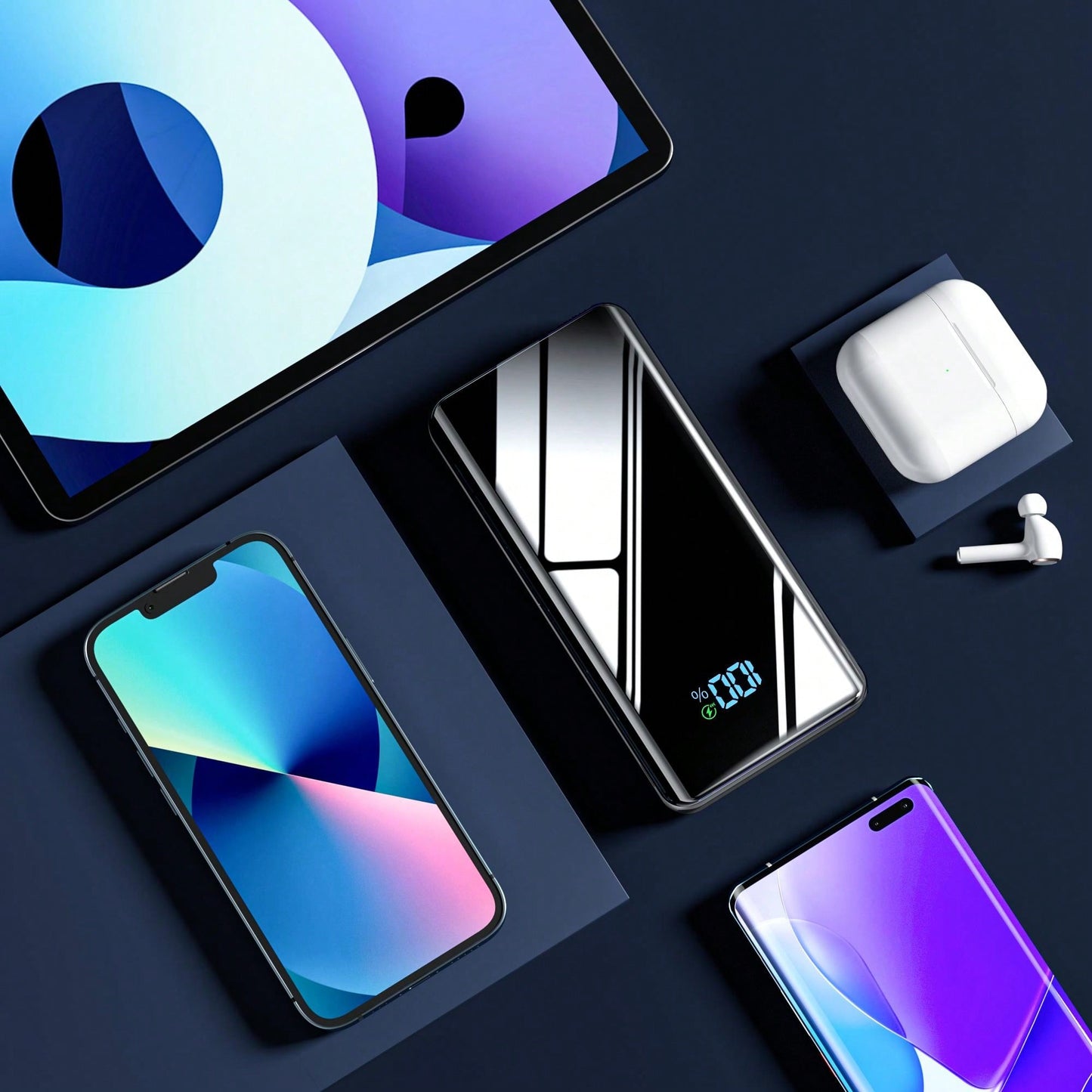Power Bank 20000mAh, Caricatore Esterno USB C 20W SCP 22.5W Ricarica Rapida Funzione, Design Sottile Potente Powerbank avec Torcia e LED Display pour Smartphone, Tablette, All'aperto Campeggio