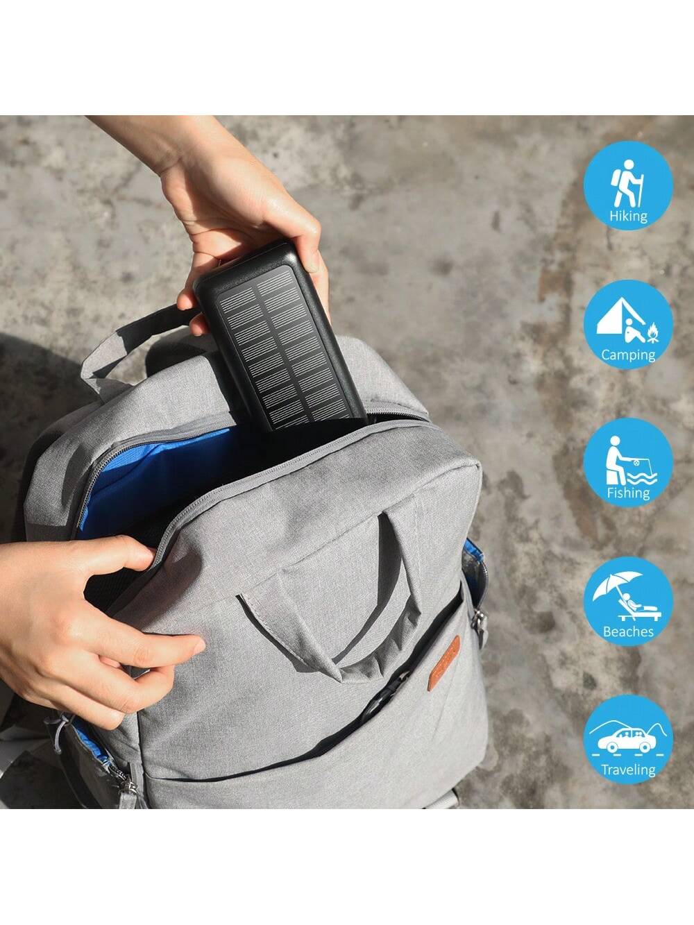 Solar Power Bank 30 000 mAh, chargeur portable ¨¤ charge rapide avec entr¨¦e USB-C, batterie externe avec technologie de reconnaissance automatique, Power Bank pratique pour t¨¦l¨¦phones portables et tablettes