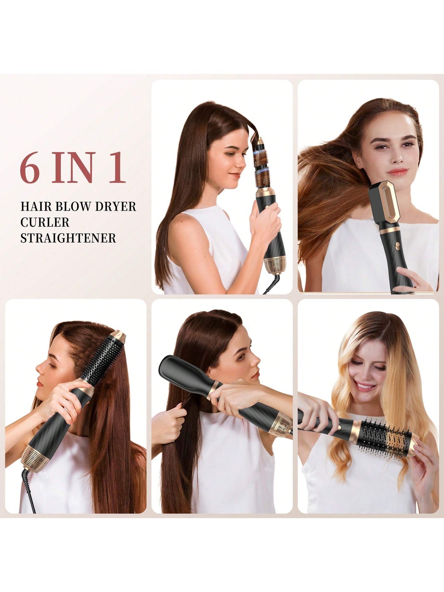 S¨¨che-cheveux ionique 5 en 1, brosse et volumateur styliste, ensemble d'outils de coiffure d¨¦tachables avec rev¨ºtement en c¨¦ramique