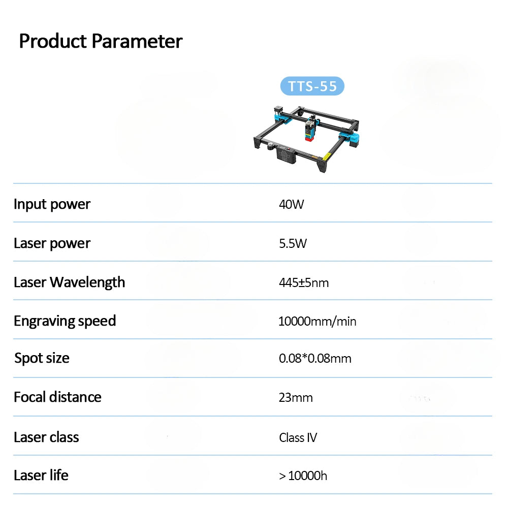 Laser Graveur TTS-10Pro Gravure Machine De Découpe Bois Outil Métal Acrylique CNC Gravure Gravure Support WIFI 40W
