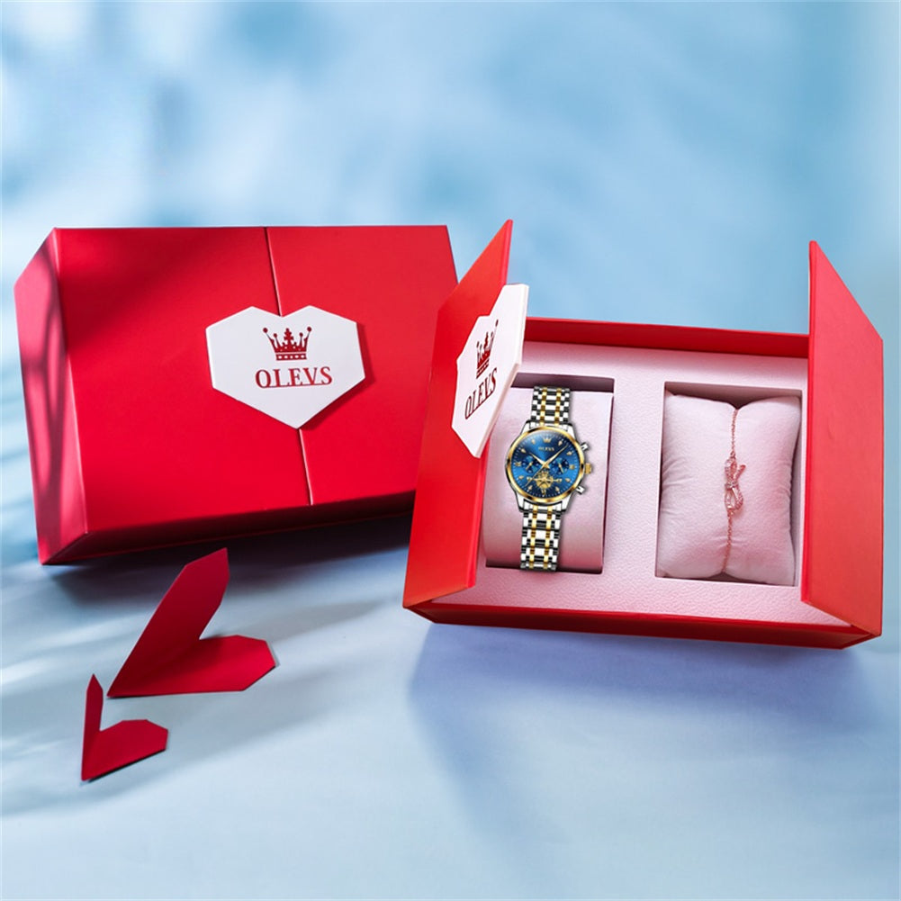 Montre ¨¤ Quartz pour Femme, Design Volant d'Inertie, Diamants ¨¦l¨¦gants, Acier Inoxydable, Chronographe ¨¦tanche, Nouveau, 2897