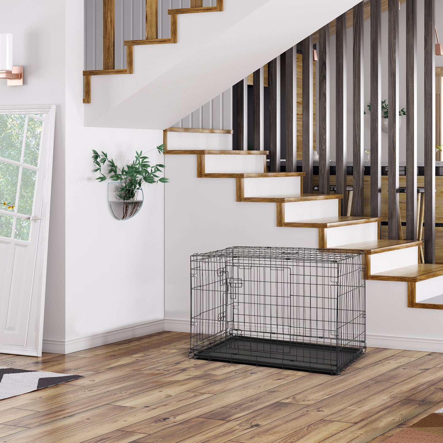 36" Chenil pour chat et chien Caisse pliante en acier Parc pour animaux Fil de fer Métal