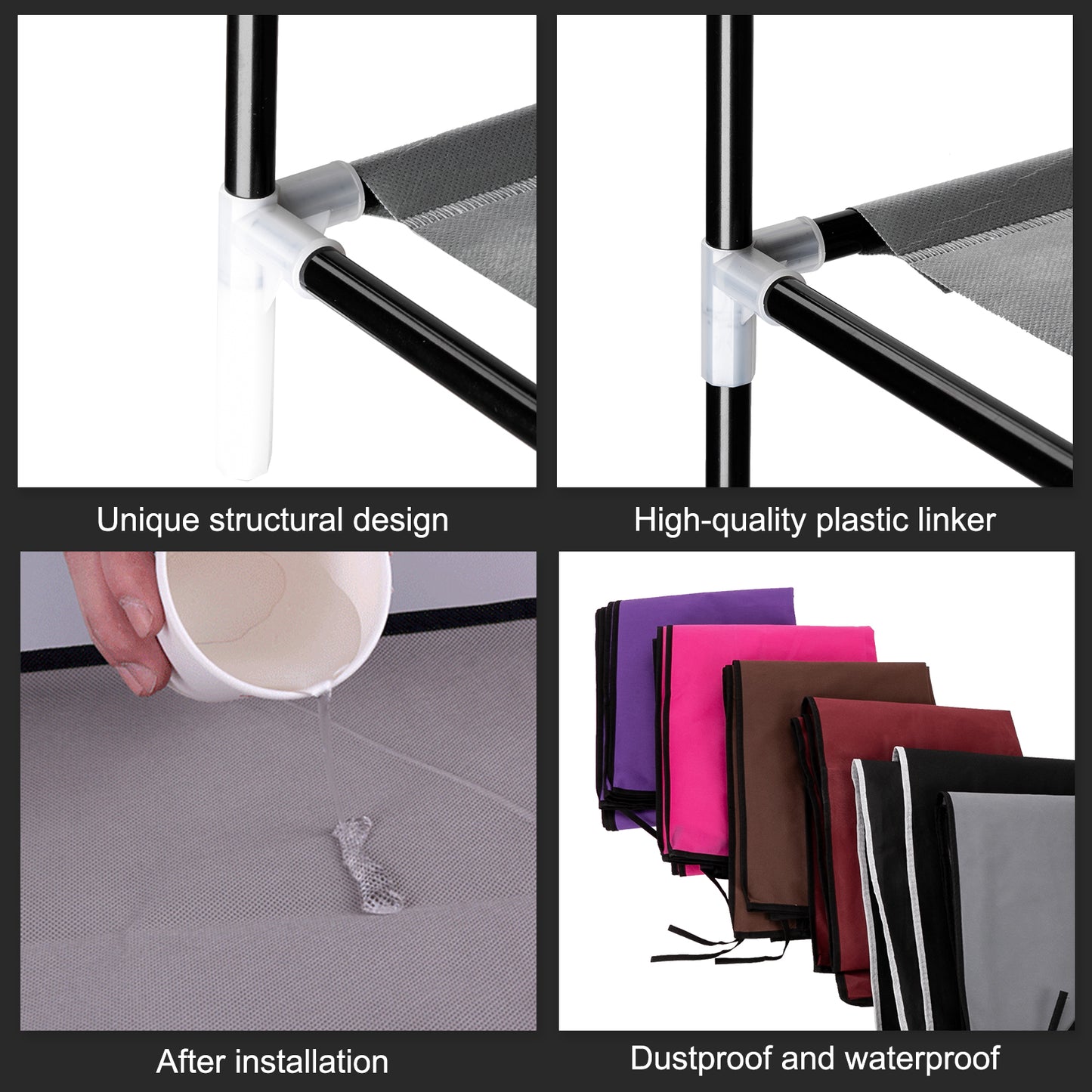 Porte-chaussures en tissu non tiss¨¦ 10 couches 9 treillis noir pour gagner de la place