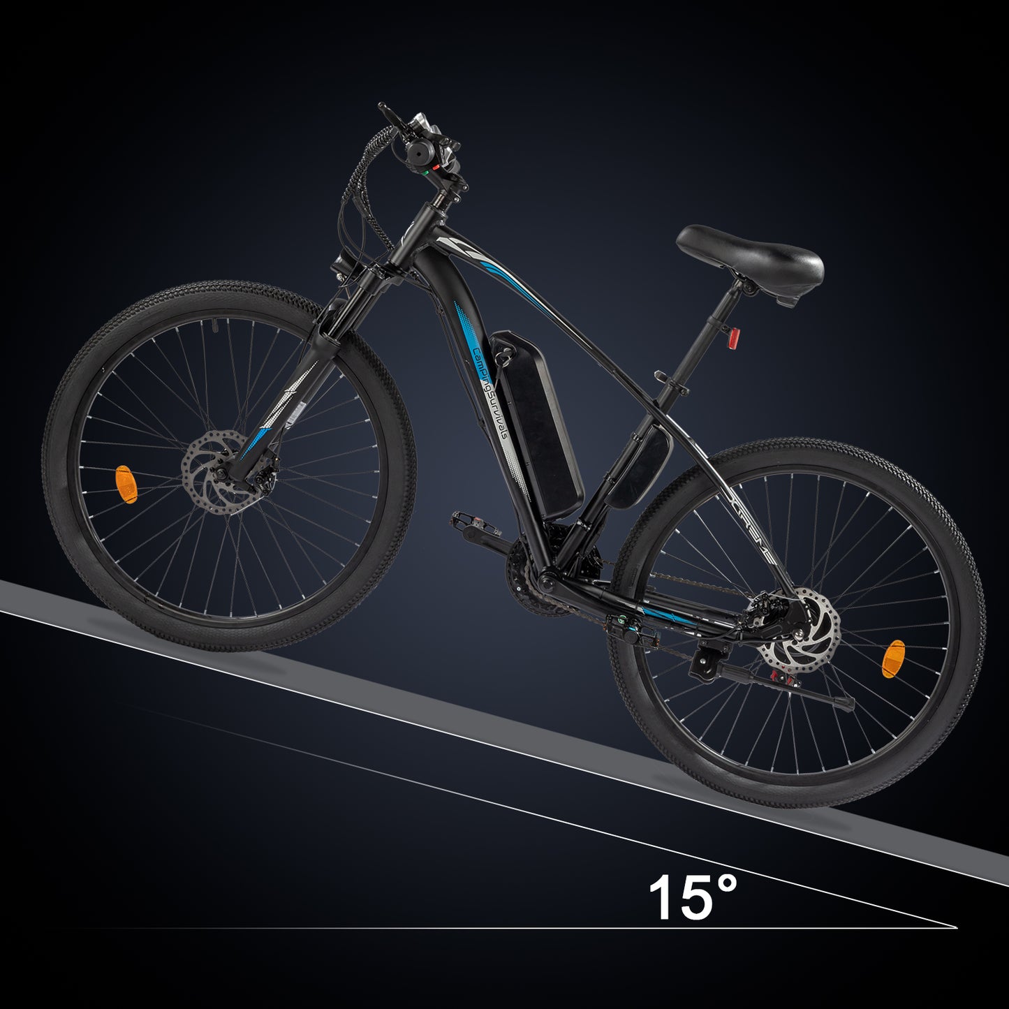 Vélo électrique, VTT électrique, 27.5" Ville E-Bike Adulte, Vélo électrique avec Batterie Amovible 36V 13Ah,7 Vitesses Bleu et Noir