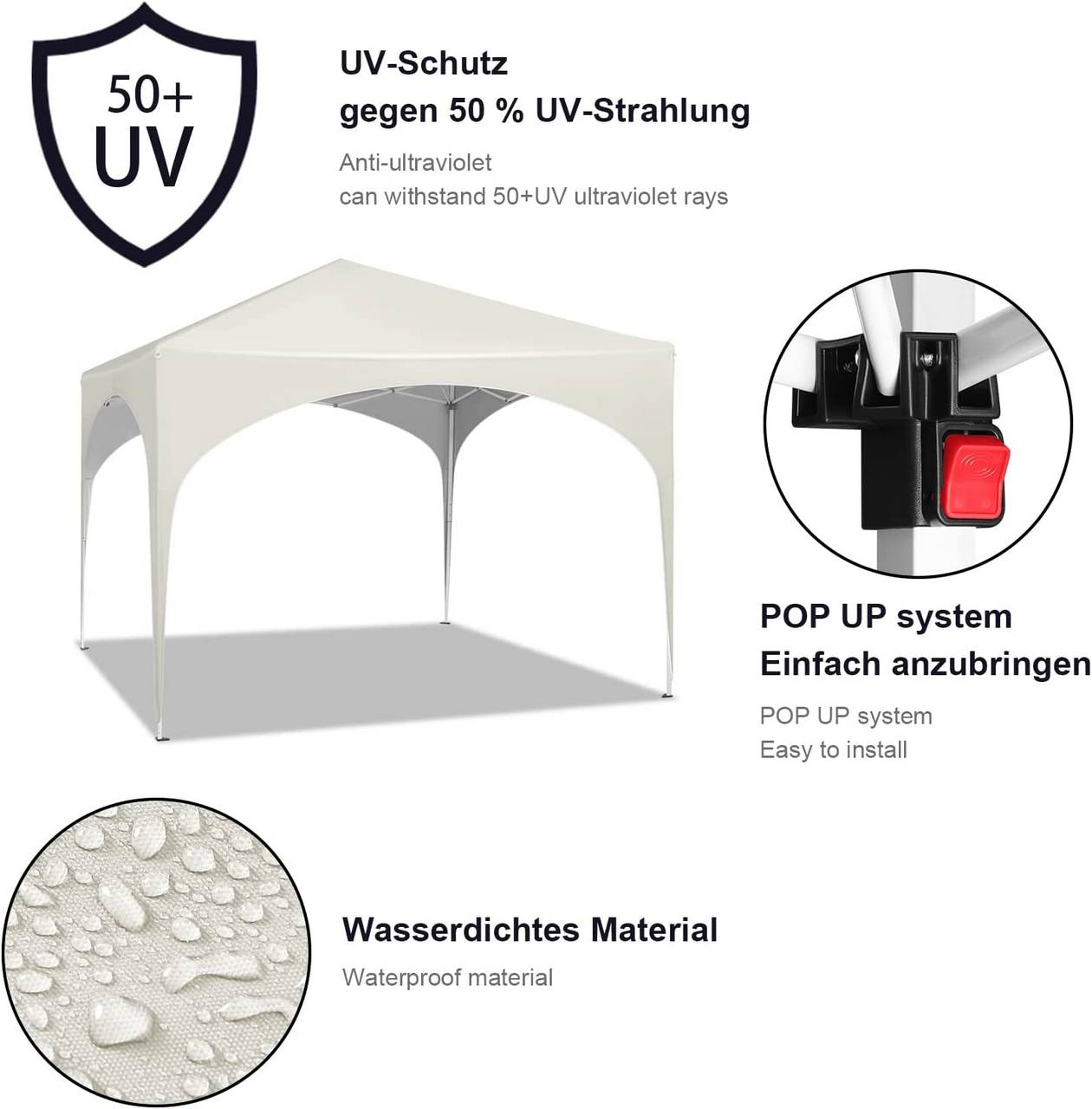 Party Tent£¬Tonnelle Pliante/Abri de F¨ºte/Pavillon R¨¦tractable pour Jardin, Terrasse ou ¨¦v¨¦nements Ext¨¦rieurs