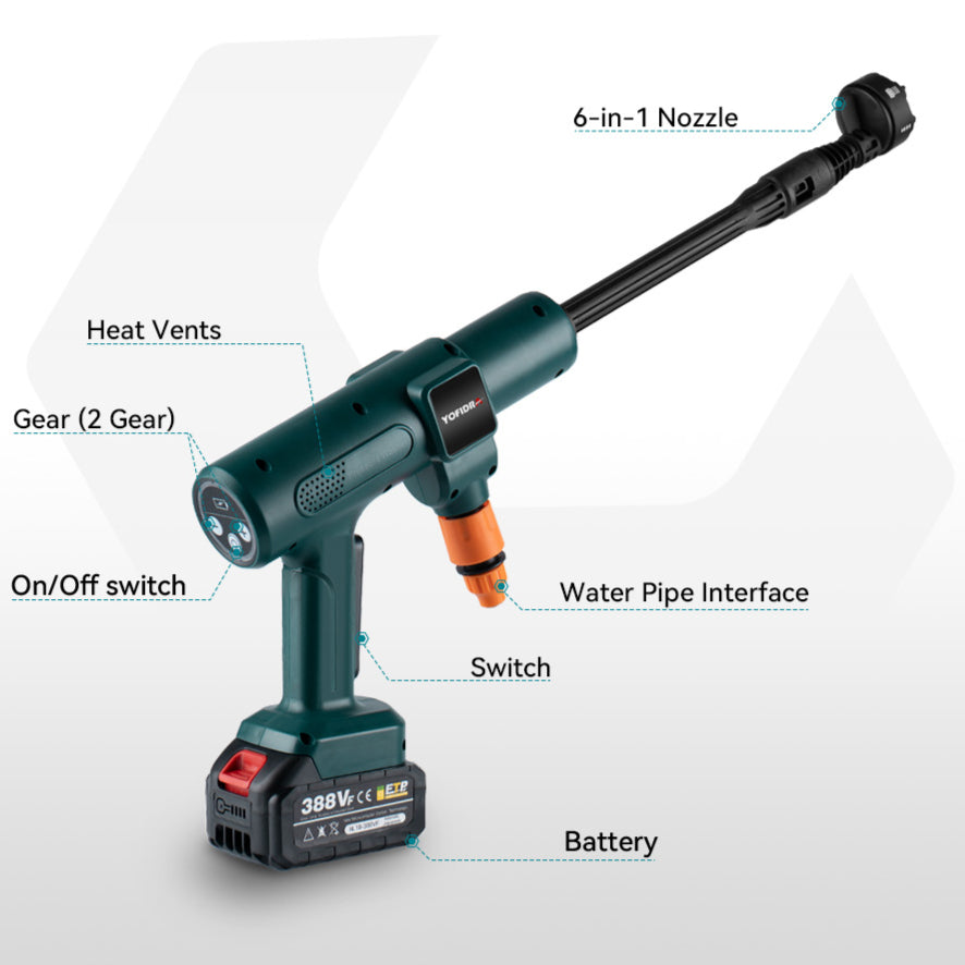 Nettoyeur haute pression ¨¦lectrique sans balais, odor¨¤ eau de jardin pour lavage de voiture, odorpulv¨¦risateur Makita, batterie 18V, 6 en 1, 200 bars, 3500W