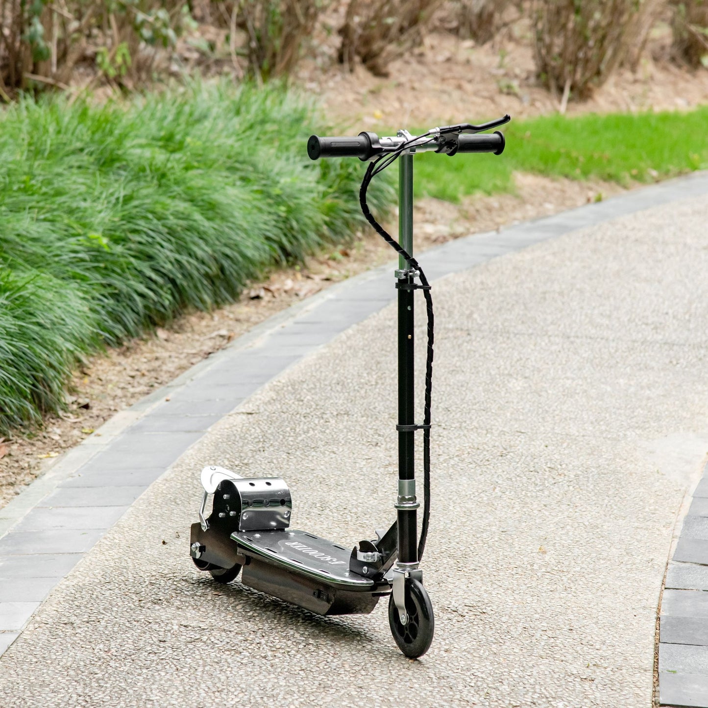 Trottinette ¨¦lectrique 120 W pliable pour enfant de 7 ¨¤ 12 ans hauteur guidon et selle r¨¦glable 10 Km/h max. noir